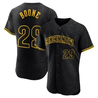 Men's Authentic Black Bret Boone Cincinnati Reds Snake Skin City Jersey