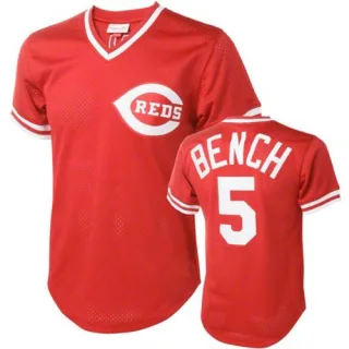 Men's Authentic Red Johnny Bench Cincinnati Reds Throwback Jersey