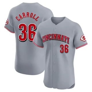 Men's Elite Gray Clay Carroll Cincinnati Reds Road Jersey