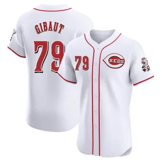 Men's Elite White Ian Gibaut Cincinnati Reds Home Patch Jersey