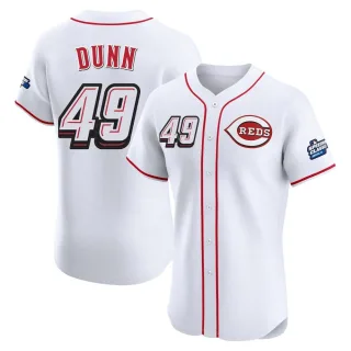 Men's Elite White Justin Dunn Cincinnati Reds 2025 Speedway Classic Alternate Jersey