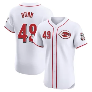 Men's Elite White Justin Dunn Cincinnati Reds Home Jersey