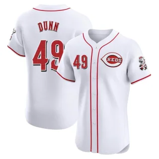 Men's Elite White Justin Dunn Cincinnati Reds Home Patch Jersey