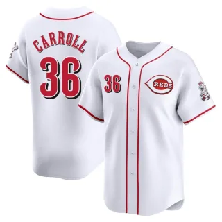 Men's Limited White Clay Carroll Cincinnati Reds Home Jersey
