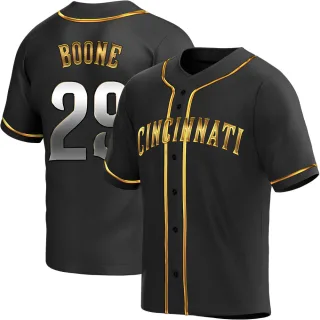 Men's Replica Black Golden Bret Boone Cincinnati Reds Alternate Jersey