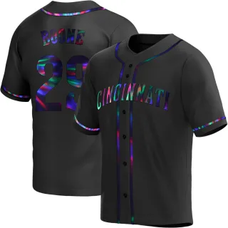 Men's Replica Black Holographic Bret Boone Cincinnati Reds Alternate Jersey