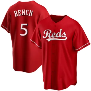 Men's Replica Red Johnny Bench Cincinnati Reds Alternate Jersey