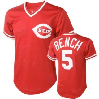 Men's Replica Red Johnny Bench Cincinnati Reds Throwback Jersey