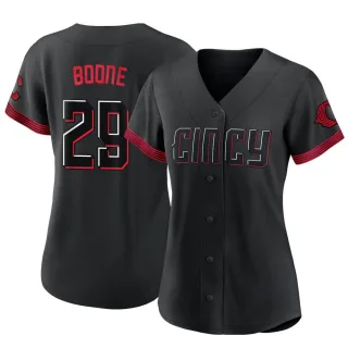 Women's Authentic Black Bret Boone Cincinnati Reds 2023 City Connect Jersey
