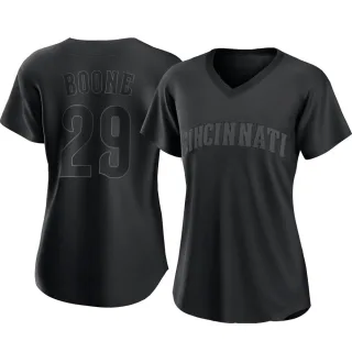 Women's Authentic Black Bret Boone Cincinnati Reds Pitch Fashion Jersey