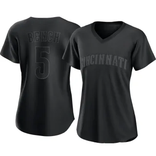 Women's Authentic Black Johnny Bench Cincinnati Reds Pitch Fashion Jersey