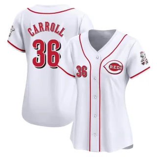Women's Limited White Clay Carroll Cincinnati Reds Home Jersey
