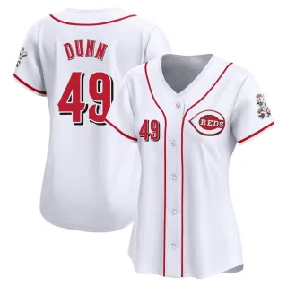 Women's Limited White Justin Dunn Cincinnati Reds Home Jersey