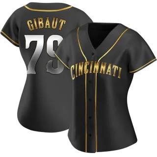 Women's Replica Black Golden Ian Gibaut Cincinnati Reds Alternate Jersey