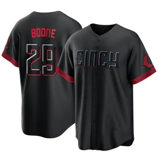 Youth Replica Black Bret Boone Cincinnati Reds 2023 City Connect Jersey