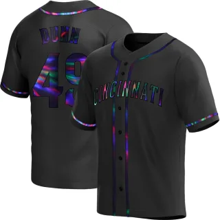 Youth Replica Black Holographic Justin Dunn Cincinnati Reds Alternate Jersey