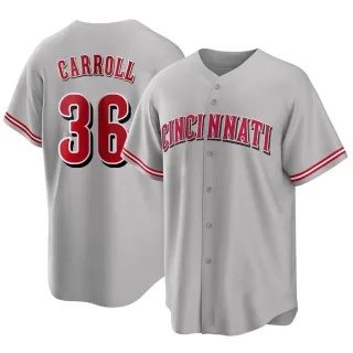 Youth Replica Gray Clay Carroll Cincinnati Reds Road Jersey