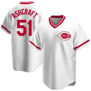 Youth Replica White Graham Ashcraft Cincinnati Reds Home Cooperstown Collection Jersey