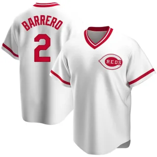 Youth Replica White Jose Barrero Cincinnati Reds Home Cooperstown Collection Jersey