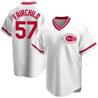 Youth Replica White Stuart Fairchild Cincinnati Reds Home Cooperstown Collection Jersey