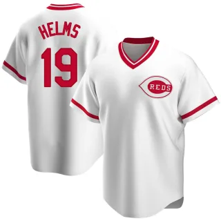Youth Replica White Tommy Helms Cincinnati Reds Home Cooperstown Collection Jersey