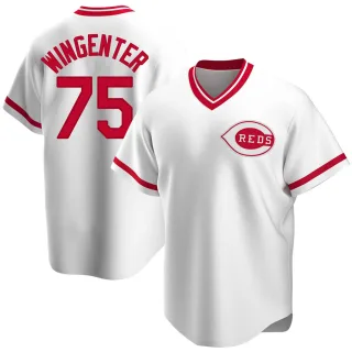 Youth Replica White Trey Wingenter Cincinnati Reds Home Cooperstown Collection Jersey