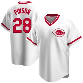 Youth Replica White Vada Pinson Cincinnati Reds Home Cooperstown Collection Jersey